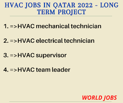 HVAC jobs in Qatar 2022 - Long Term Project