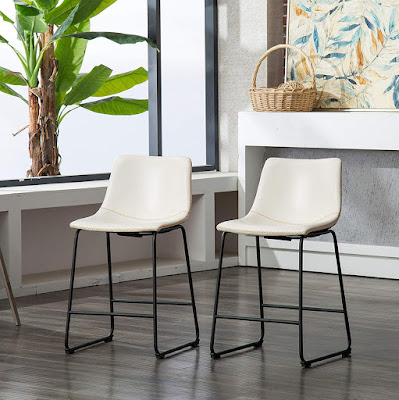 Vintage Counter Height Stools with Sleigh Style Legs