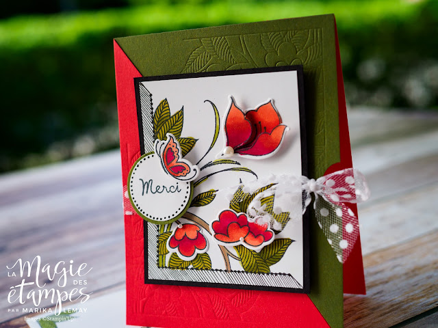 Carte de remerciement Stampin' Up! faite avec l'ensemble d'étampes Serene Garden