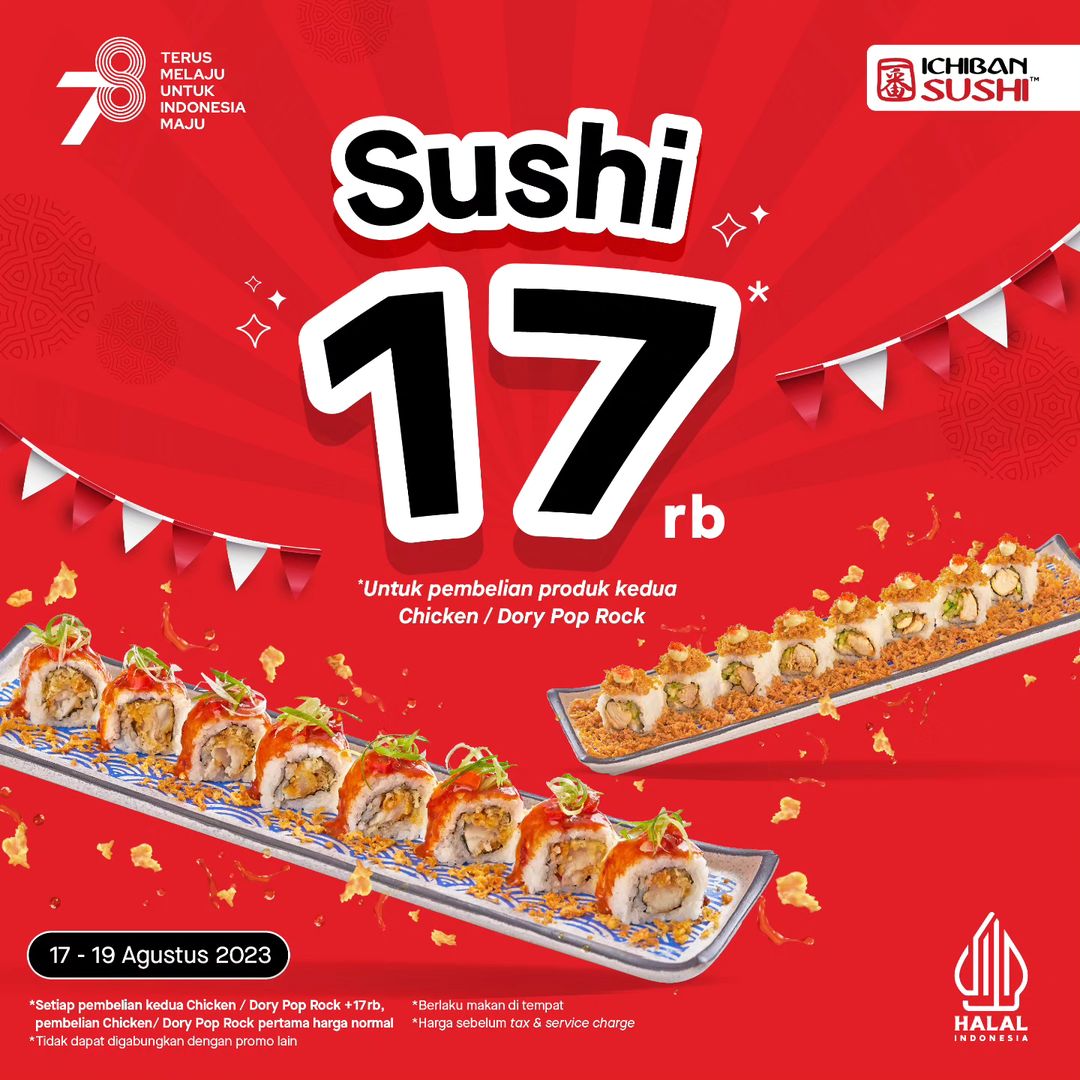 Promo ICHIBAN SUSHI MERDEKA – CHICKEN POP atau DORY POP ROCK hnaya 17RIBU