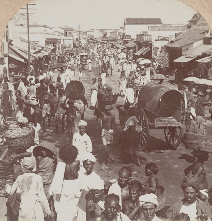 Market Street of Chennai (Madras), Tamil Nadu, India | Rare & Old Vintage Photos (1902)