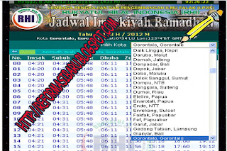 Jadwal Imsakiyah Ramadhan 1433 H  PEMULA PUNYA BLOG