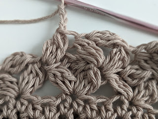 Photo tutorial for floral stitch showing ch 3