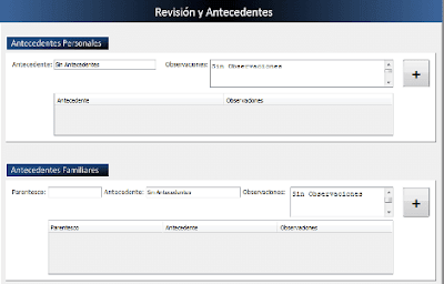 Formulario "Revisión y Antecedentes".