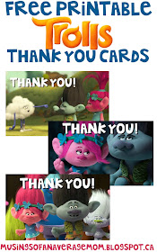 Free Printable Trolls Thank You Cards