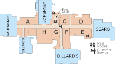 The Great Lakes Mall: present anchor stores labeled as indicated