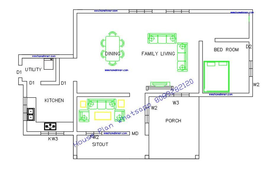 Free Kerala  house  plans  below 1000  square  feet 