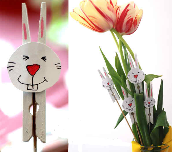 Easter bunny from painted clothespins