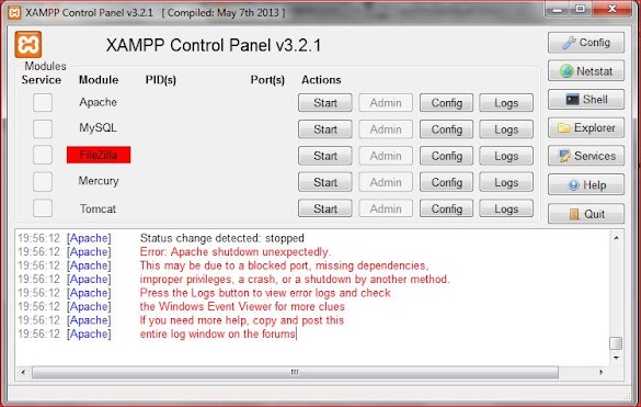 Cara Memperbaiki Xampp Error Apache Shutdown Unexpectedly