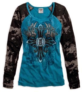 http://www.adventureharley.com/harley-davidson-womens-shirt-long-sleeve-tee-with-burnout-sleeves-blue-black