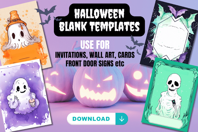 Halloween Blank Invite Templates instant digital download
