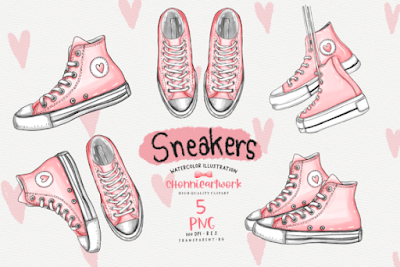 Watercolor Sneakers Clipart Bundle