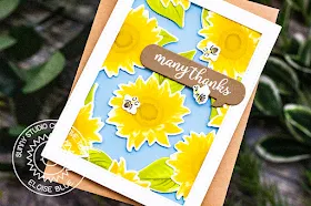 Sunny Studio Stamps: Sunflower Fields Comic Strip Speech Bubbles Dies Thank You Card with Eloise Blue