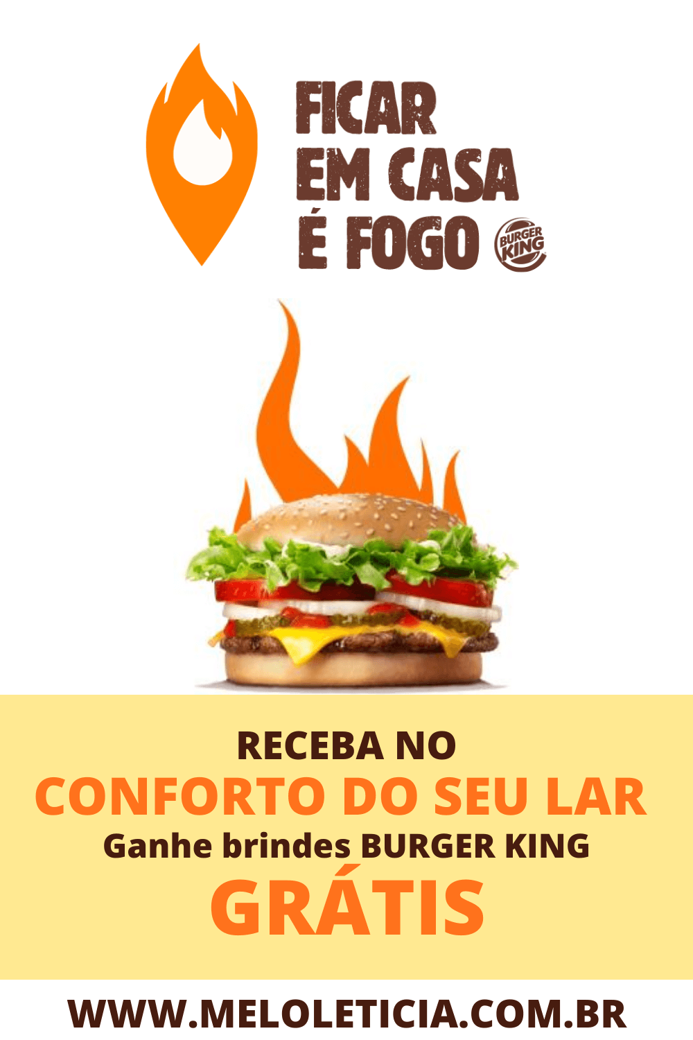 Burger King fique em casa e ganhe brindes do BK