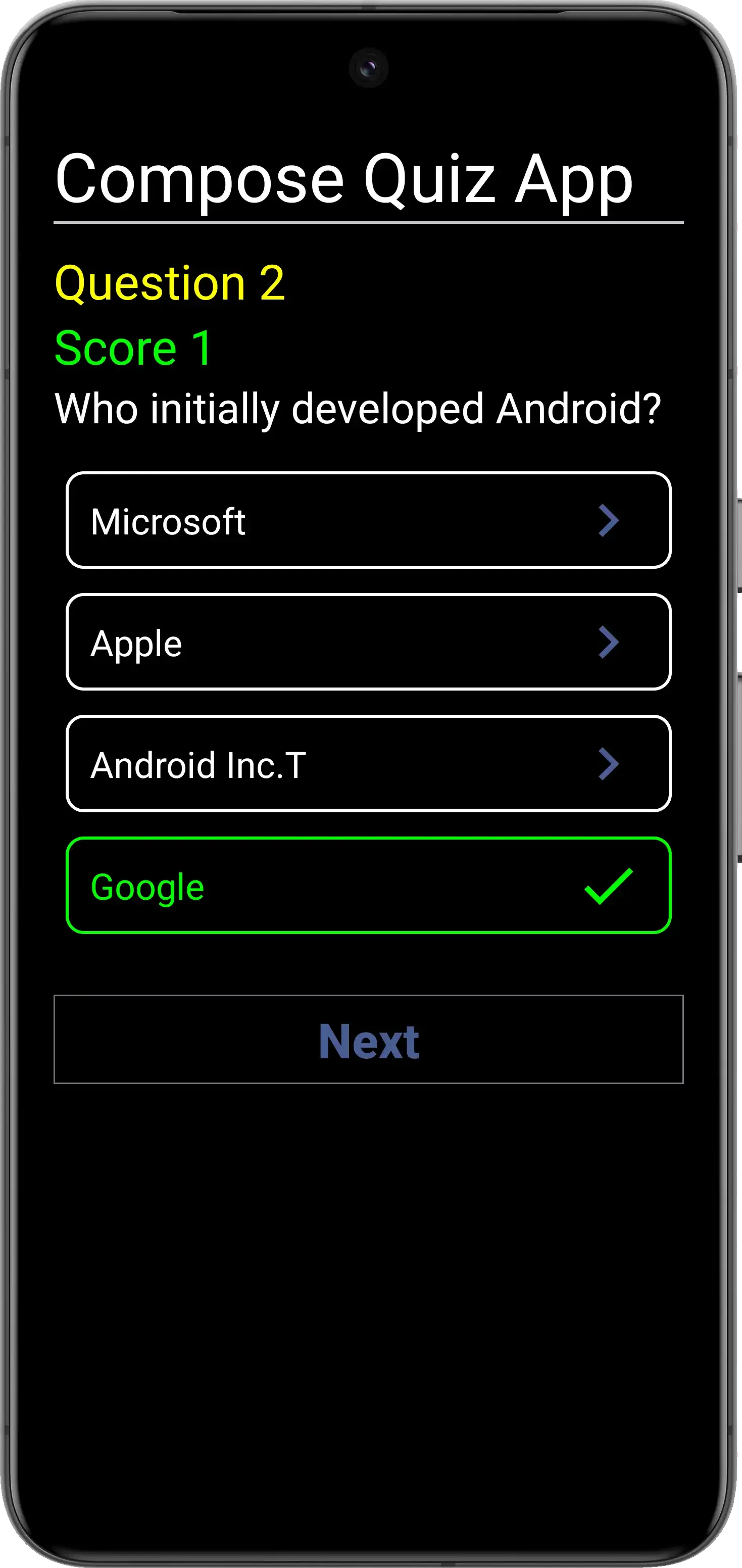 Quiz app using jetpack compose