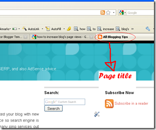 Page Title blogger