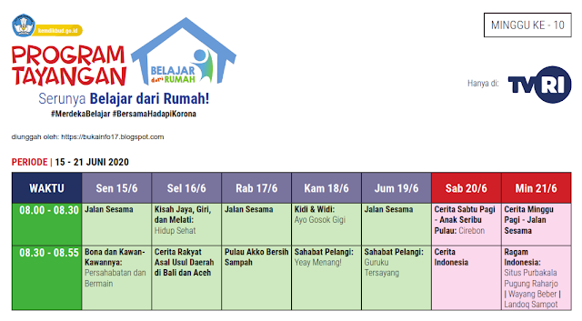 Jadwal Belajar Dari Rumah Kemendikbud di TVRI Minggu Kesepuluh