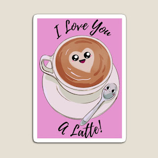 I love you a latte pun! Kawaii Coffee with pink back ground.