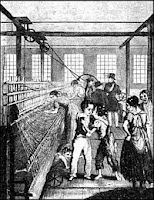 engraving of early textile mill