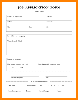 Job Application Form Sample Word
