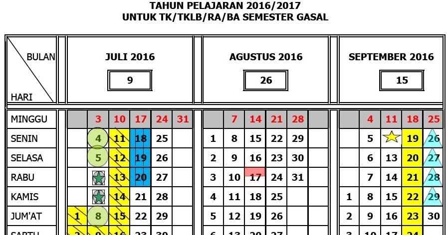 Kalender Pendidikan Tahun Pelajaran 2016/2017 - Dzakiron 