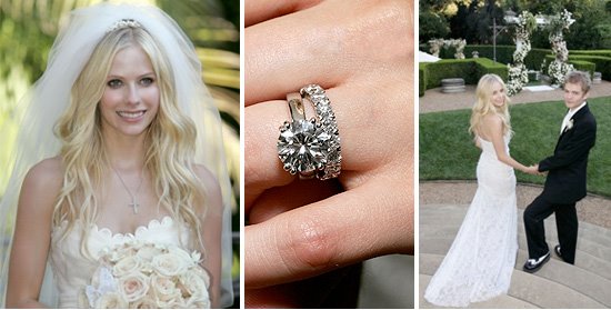 avril lavigne wedding photos. Avril wore a Vera Wang custom-made ivory 