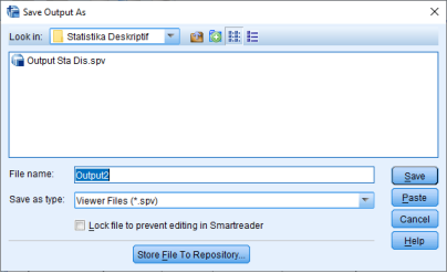 Kotak dialog Save Output As pada SPSS