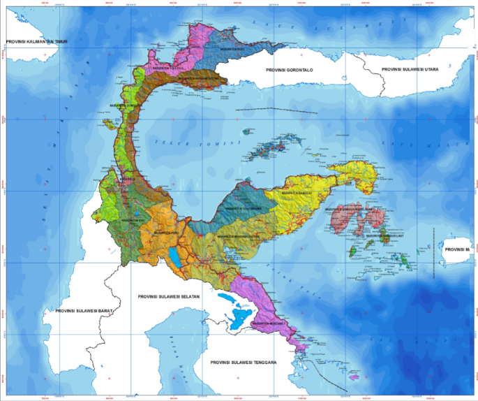 Letak Geografis Kabupaten dan Kota di Prov. Sulawesi Tengah / Sulteng