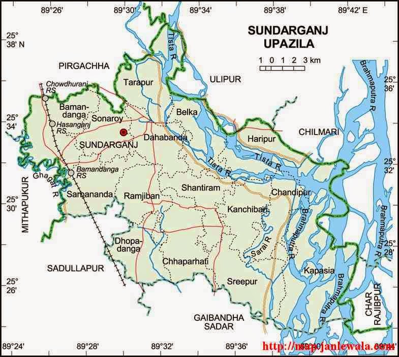 sundarganj upazila map of bangladesh