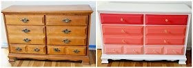 DIY Painted Dresser - Coral, Gold & White Nursery