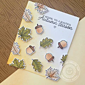 Sunny Studio Stamps: Beautiful Autumn Falling Acorns and Leaves Autumn Themed Card by Franci Vignoli
