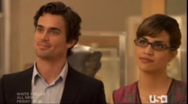 Neal Caffrey Matt Bomer Lauren Cruz Natalie Morales White Collar Flip of the Coin screencaps images photos pictures screengrabs capture glasses agent