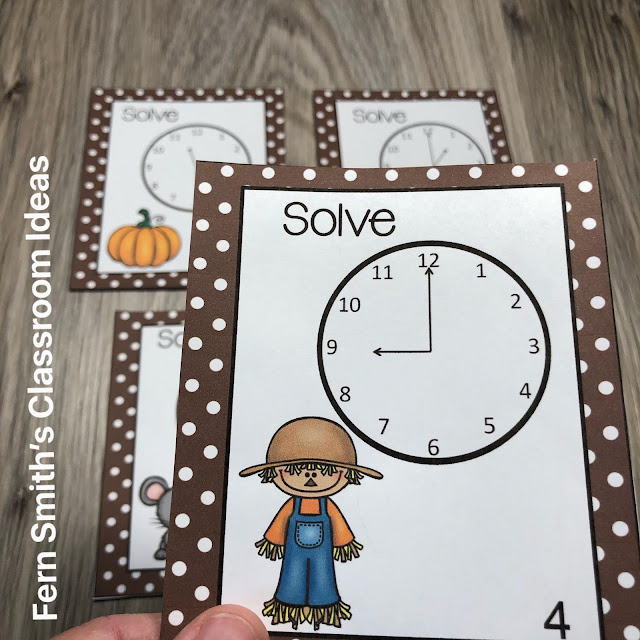 Click Here to Download This Fall Teaching Time to the Hour and Half-Hour Task Cards Freebie to Use in Your Classroom Today!