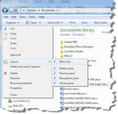 Menu Layout Windows Explorer