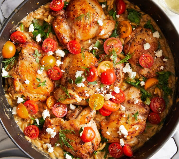 ONE POT GREEK CHICKEN AND ORZO