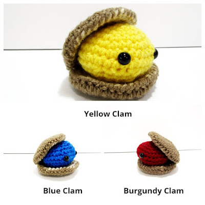 crochet clams on Etsy