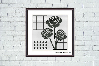 Abstract geometric roses cross stitch pattern - Tango Stitch