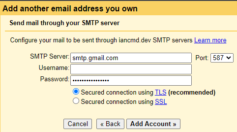 Gmail SMTP Send