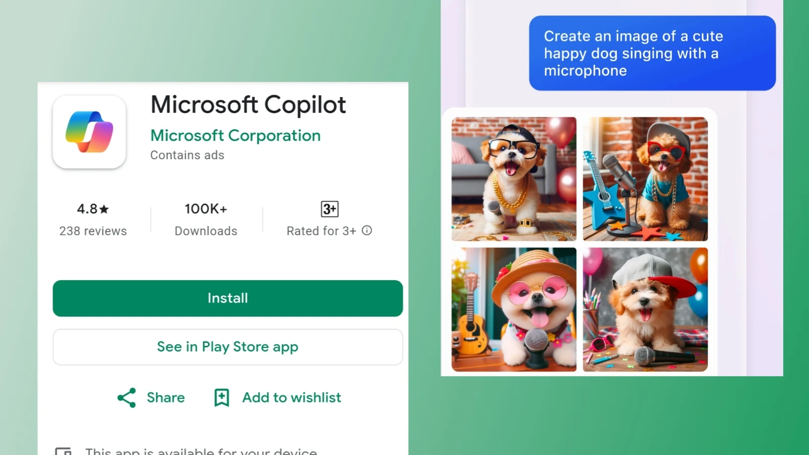 Copilot App Play store interface