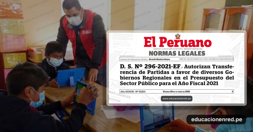 Gobierno transfiere más de S/ 8 millones para pago de derechos y beneficios de docentes (D. S. Nº 296-2021-EF)