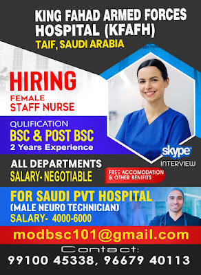 Urgently Required Nurses for King Fahad Armed Forces Hospital, Taif Saudi Arabia