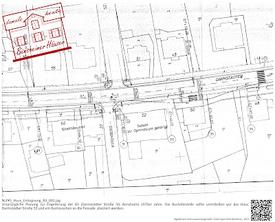 Bensheimer Häuser - Die Erweiterung der B3 - Darmstädter Straße 50 - Planung einer Bushaltestelle 1970