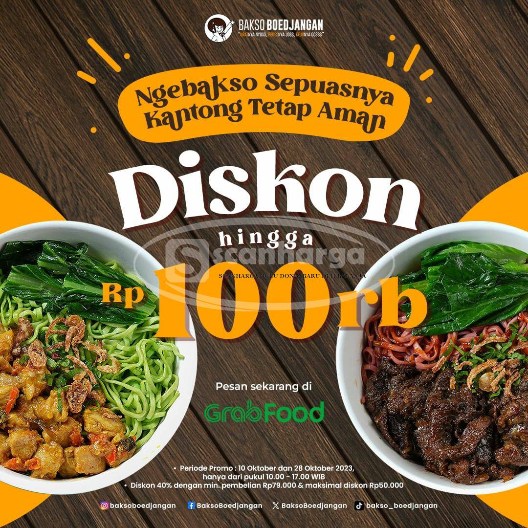 BAKSO BOEDJANGAN Promo GRABFOOD Diskon Rp. 100.000