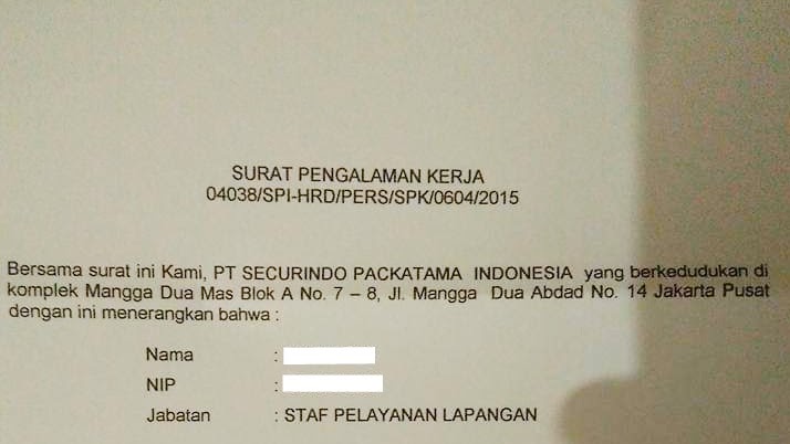 Contoh Paklaring Pt Securindo Packatama Indonesia Terbaru 2020 2021