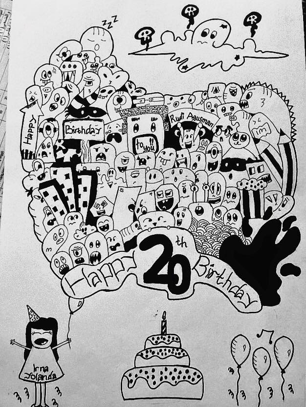 Gambar Love Rain Doodle Art Happy Birthday Gambar Ulang di 