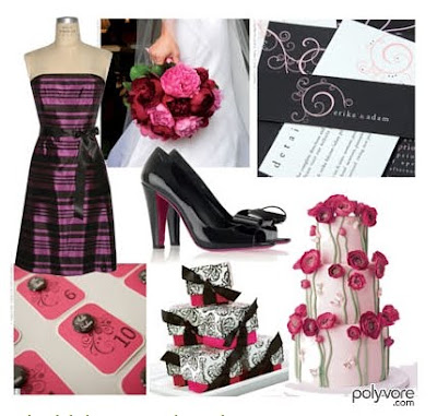 Here's a Pink and Black Wedding Inspiration Board from Polyvorecom Enjoy