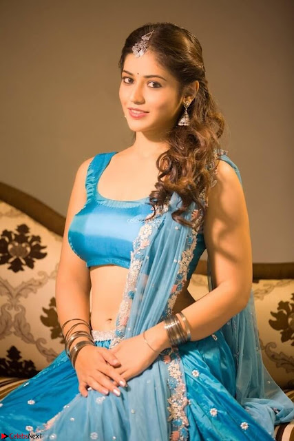 Marathi Actress Priyanka Jawalkar Sizzles In stunning Blue Half Saree ~ Exclusive 001.jpg