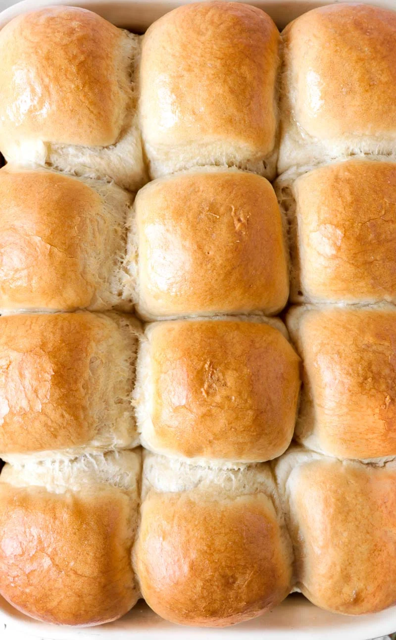 Close up images of just baked Trinidad hops bread in the baking sheet.