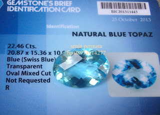 Harga Batu Permata, Koleksi Batu Permata, Natural Blue Topaz, Swiss Blue Topaz