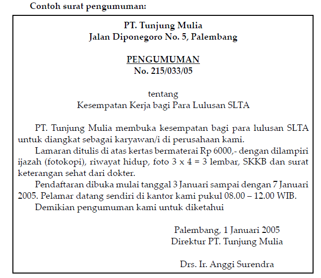 Soal bahasa Indonesia : Berikan contoh surat edaran dan 